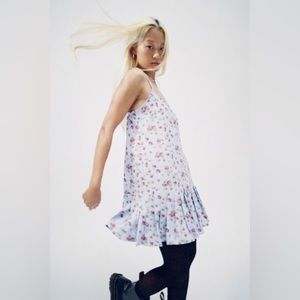 NEW Urban Outfitters Camille Mini Slip Dress Blue Floral